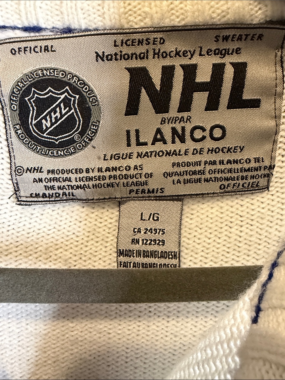 Vintage Toronto Maple Leafs NHL Licensed Ilanco Full-Zip Knit Sweater SIZE LARGE - Picture 3 of 10